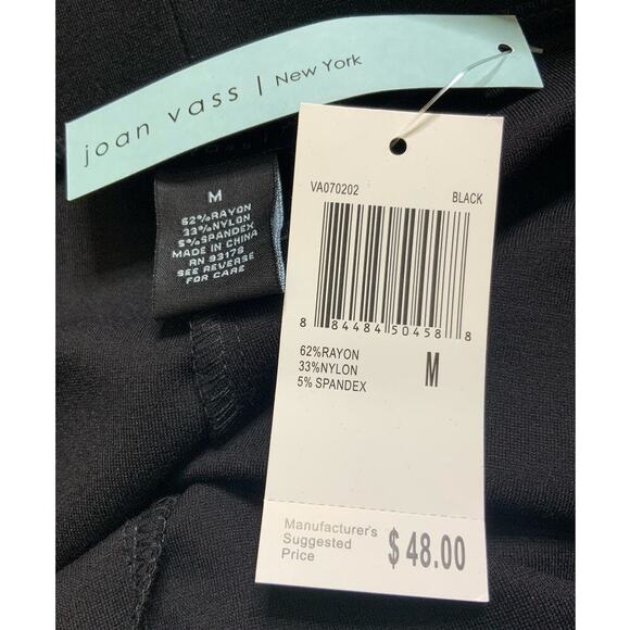 Joan Vass High Rise Pants Womens Medium Skinny Leg Stretch Black Trouser NWT - Picture 10 of 10